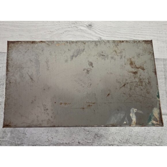 Vintage Ohio Art Co Metal Recipe Box With Blue Floral Lid Design & Recipe Cards - Picture 8 of 13